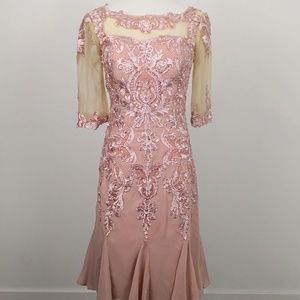 New Pink Short Lace Chiffon Formal Dress - Sz6